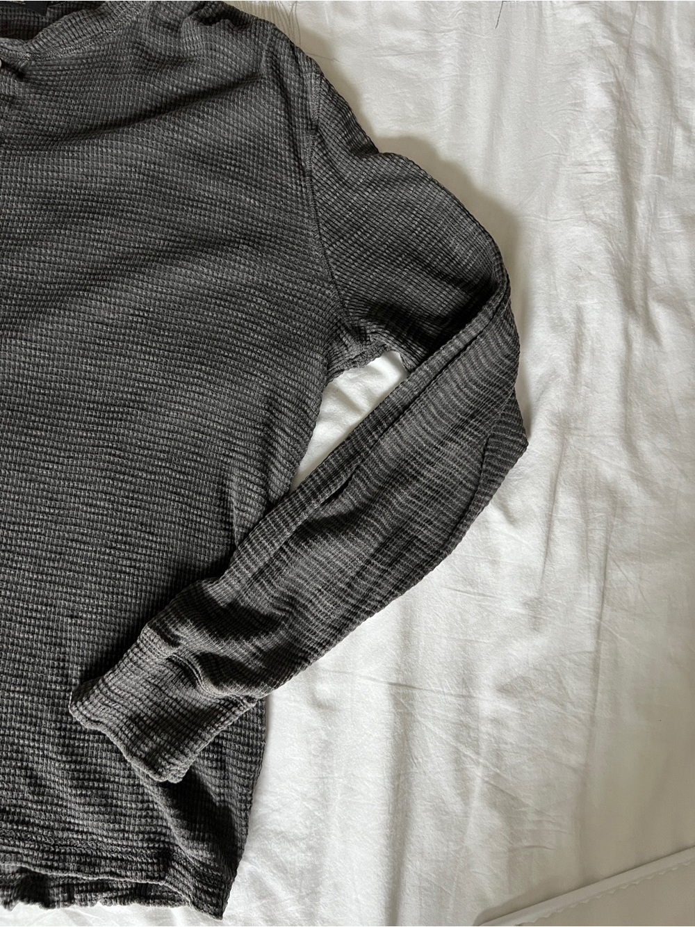 Ralph Lauren RRL Men’s Gray Waffle Henley Long Sleeve - Picture 6 of 9